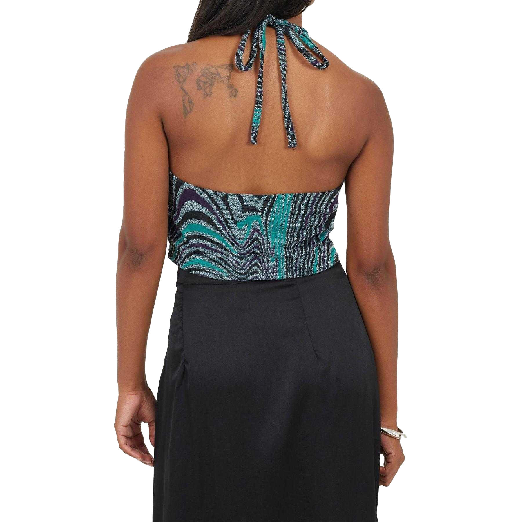 Trägertop für , Jacquard Damen Schwarz/Grün 3/5
