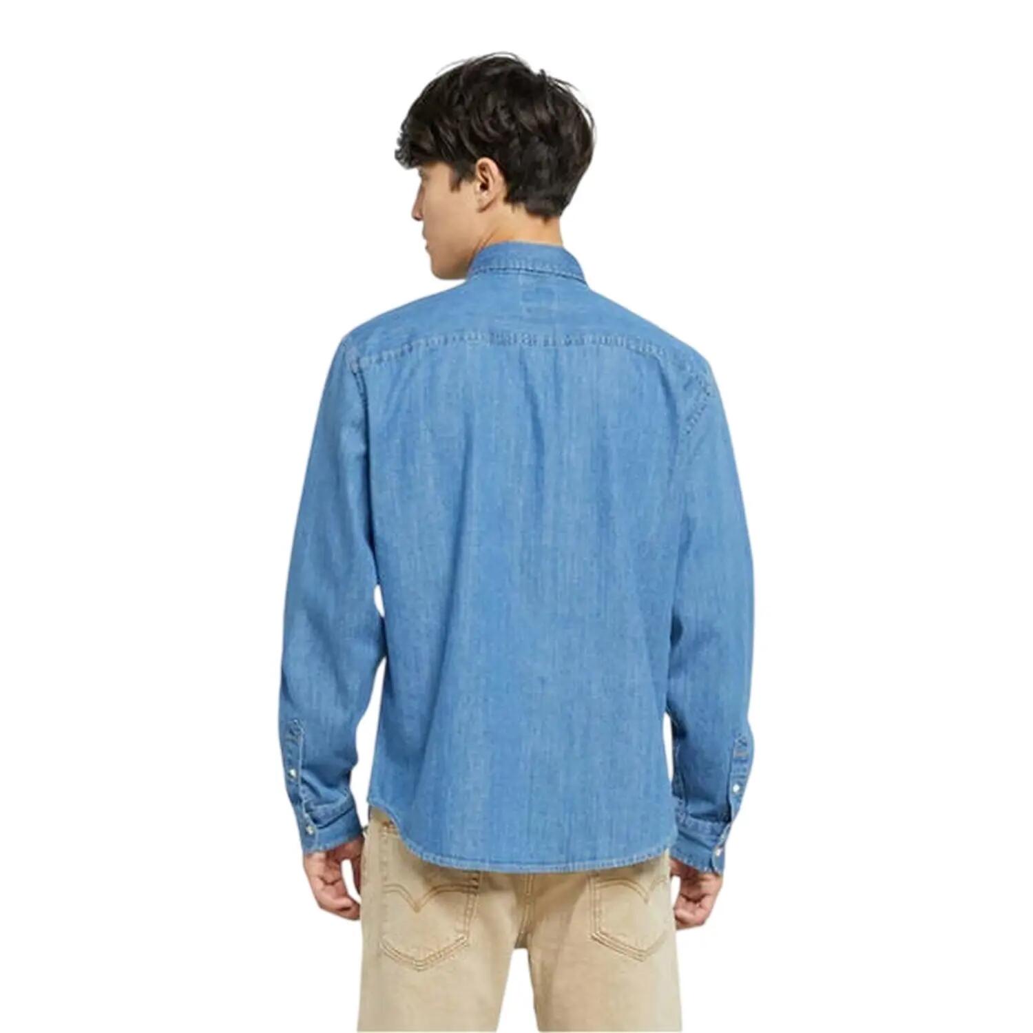 Camisa Abotonada Authentic de Vaquera para Hombre Azul 3/4