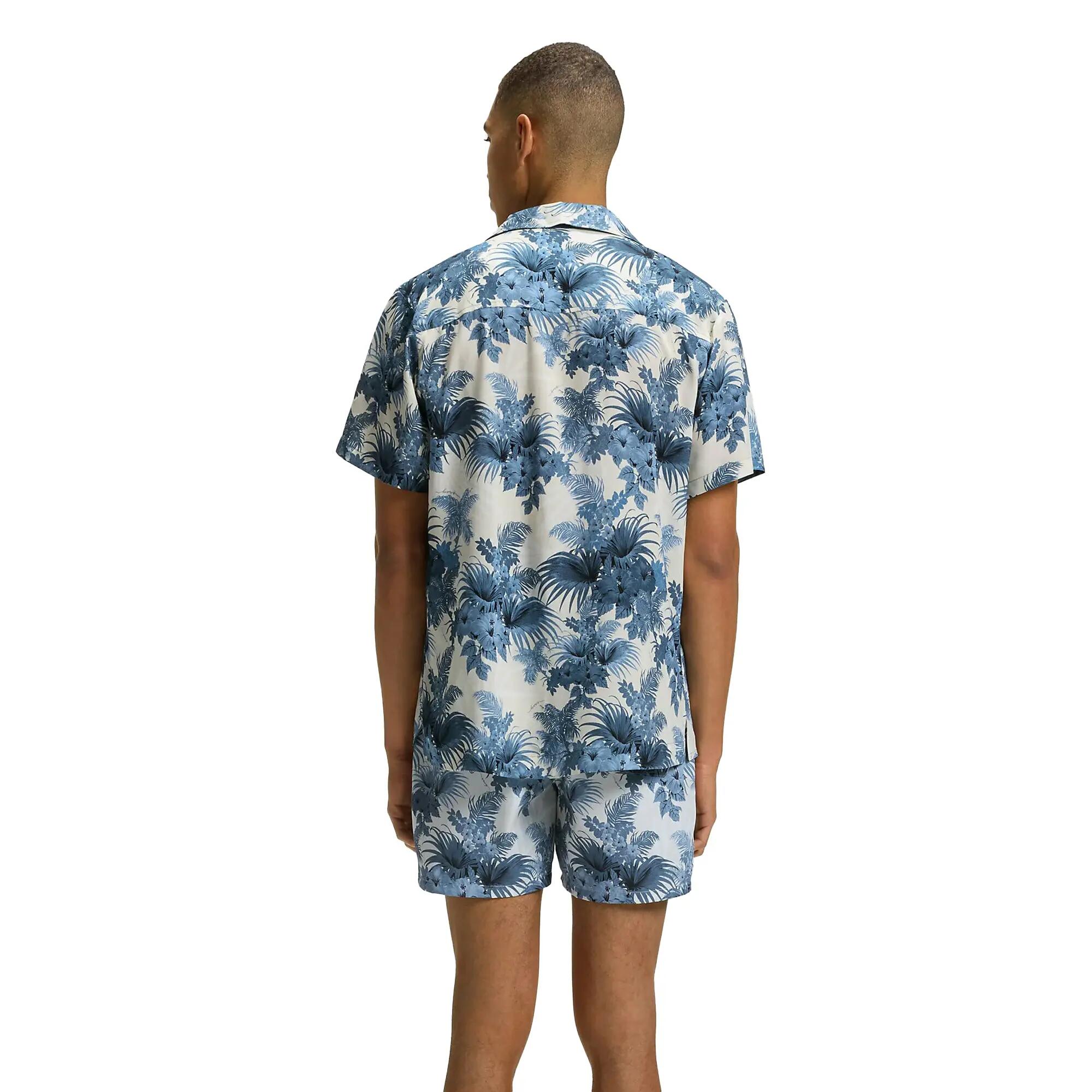 Camicia Regolare Floreale Maniche Corte Uomo Boss Blu 3/4