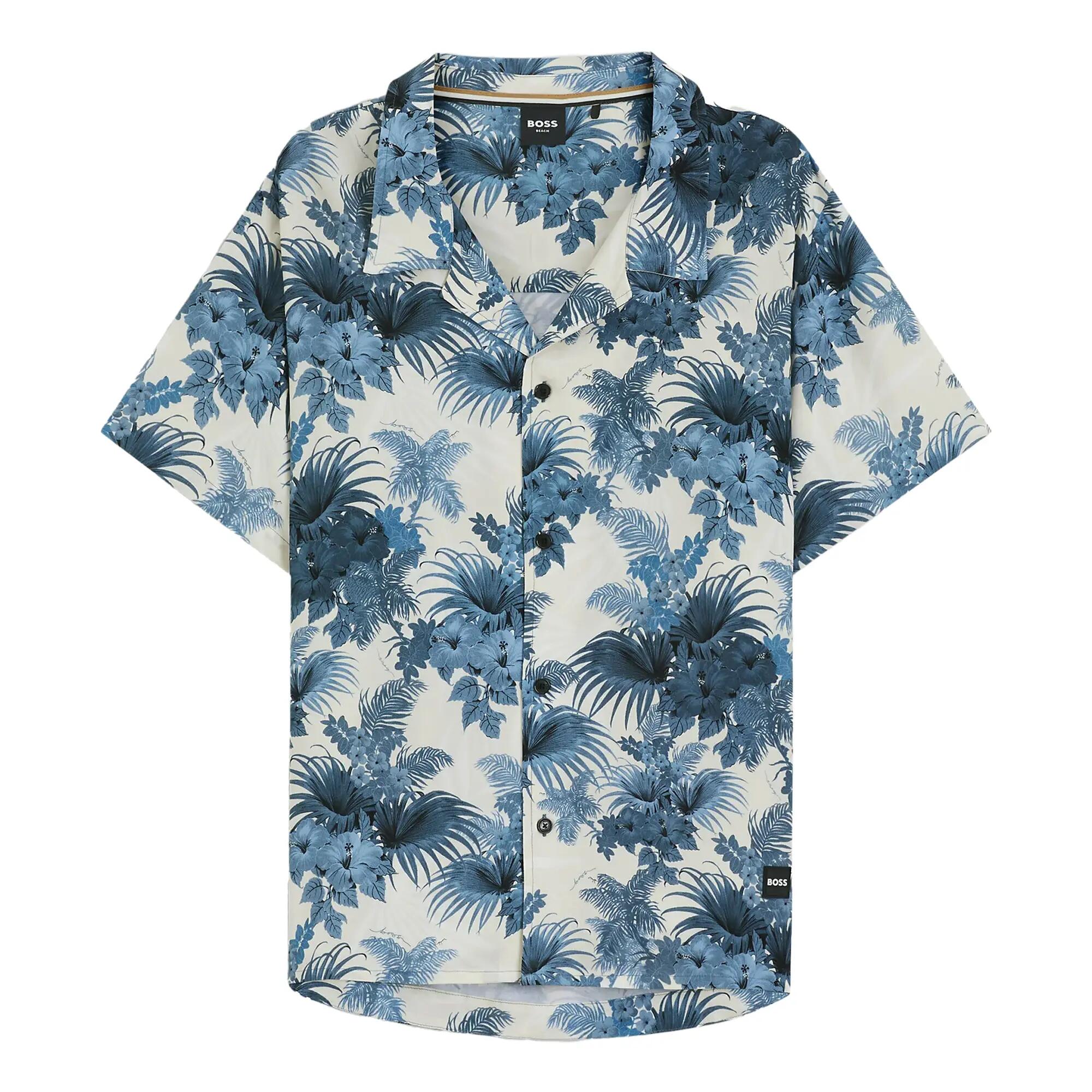 Camicia Regolare Floreale Maniche Corte Uomo Boss Blu 2/4