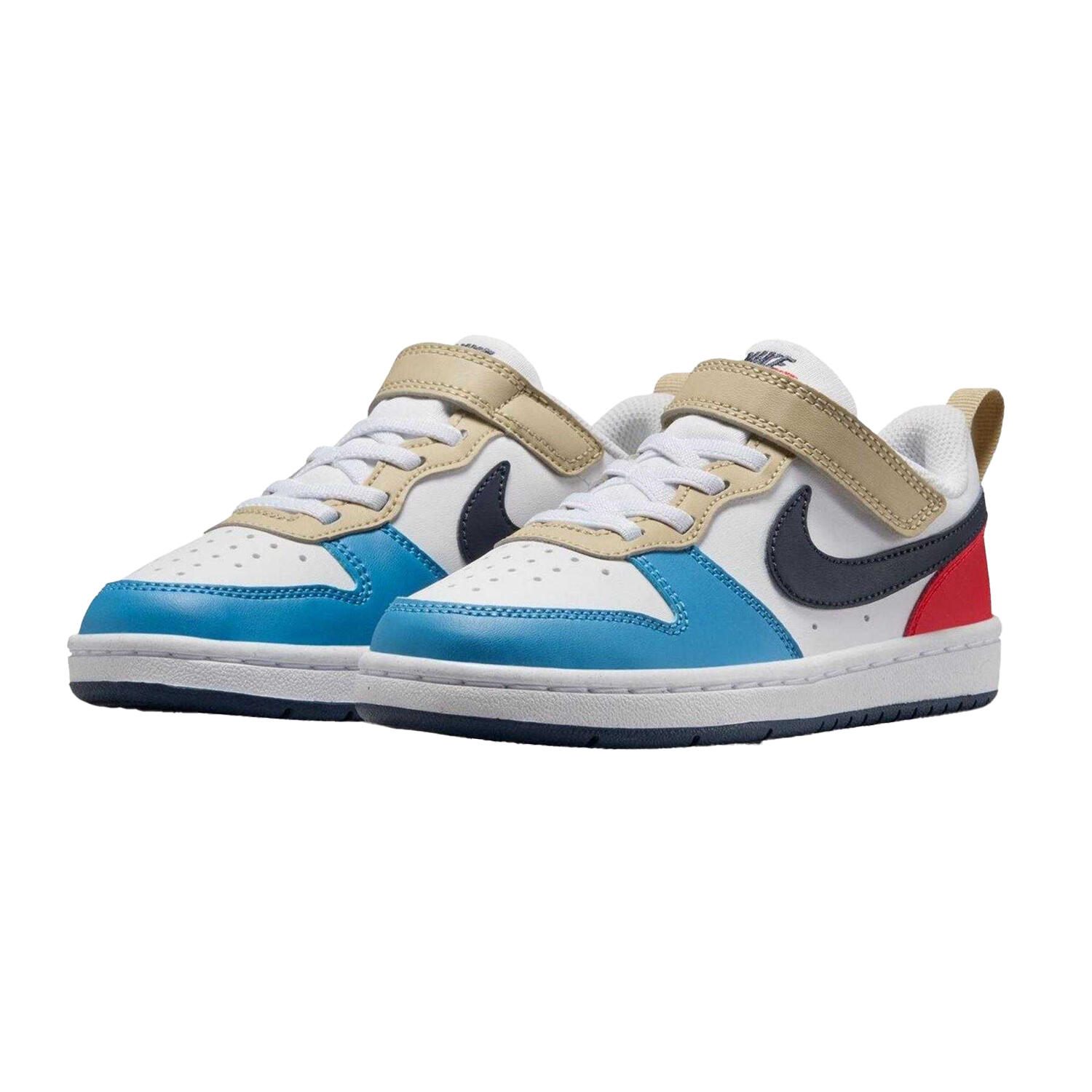 Baskets COURT BOROUGH Garçon (Blanc / Bleu Sombre / Rouge) 4/4