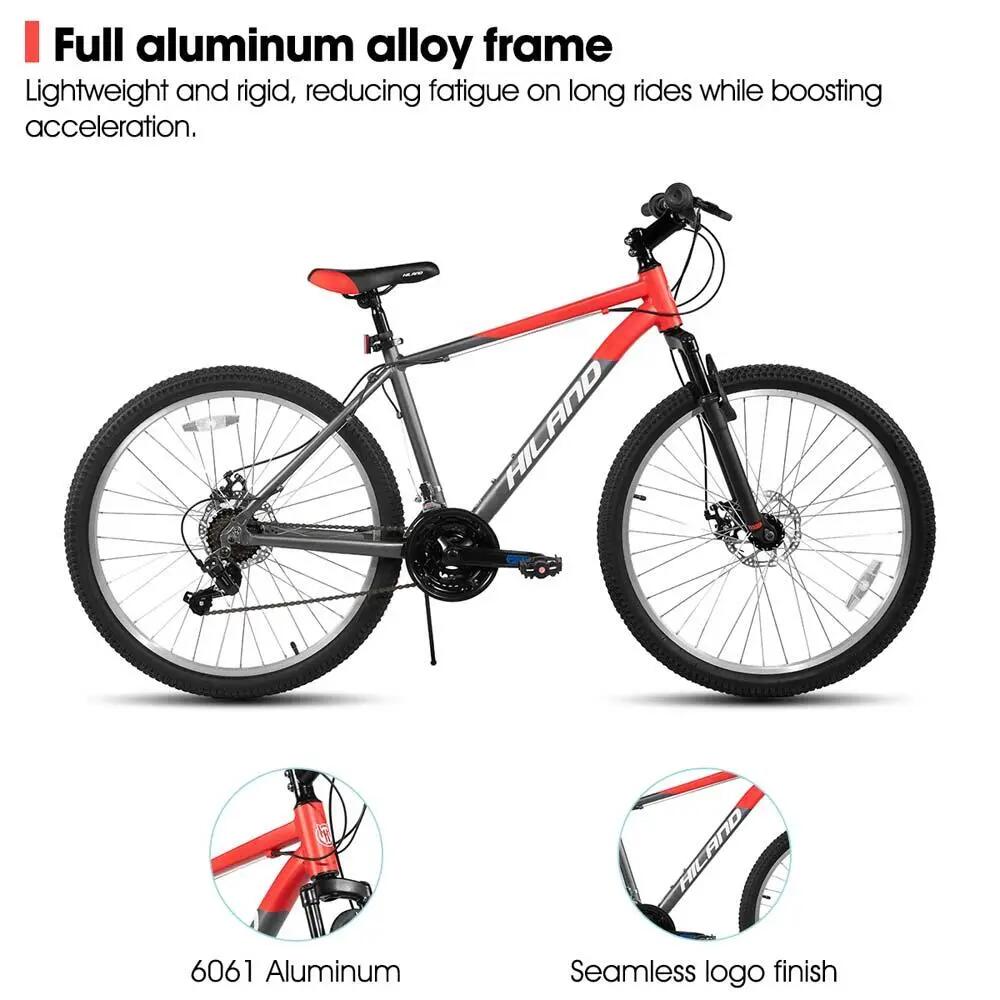 Femme Homme VTT 26/27,5/29 pouces 18 Vitesses Cadre Aluminium Disque 2/5
