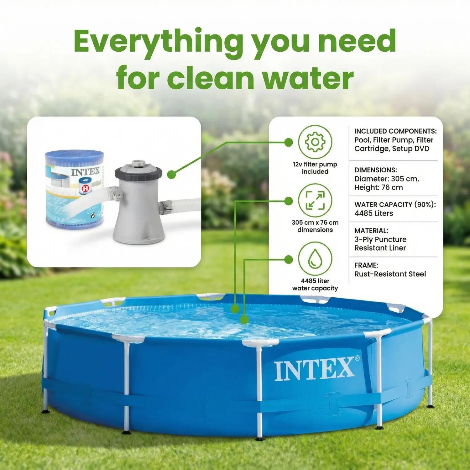INTEX Piscina con struttura Rotonda - 305x76 cm - 3-pezzi S21337 6/6