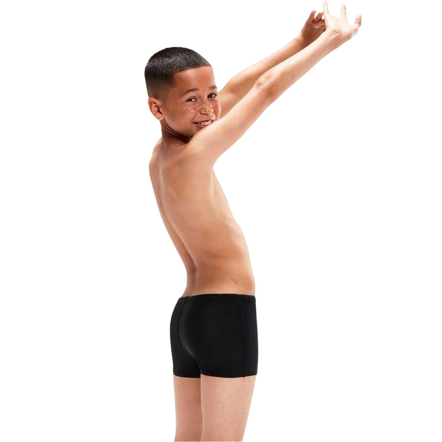 Boys Placement Lines Swim Shorts (Navy/Green) 3/4