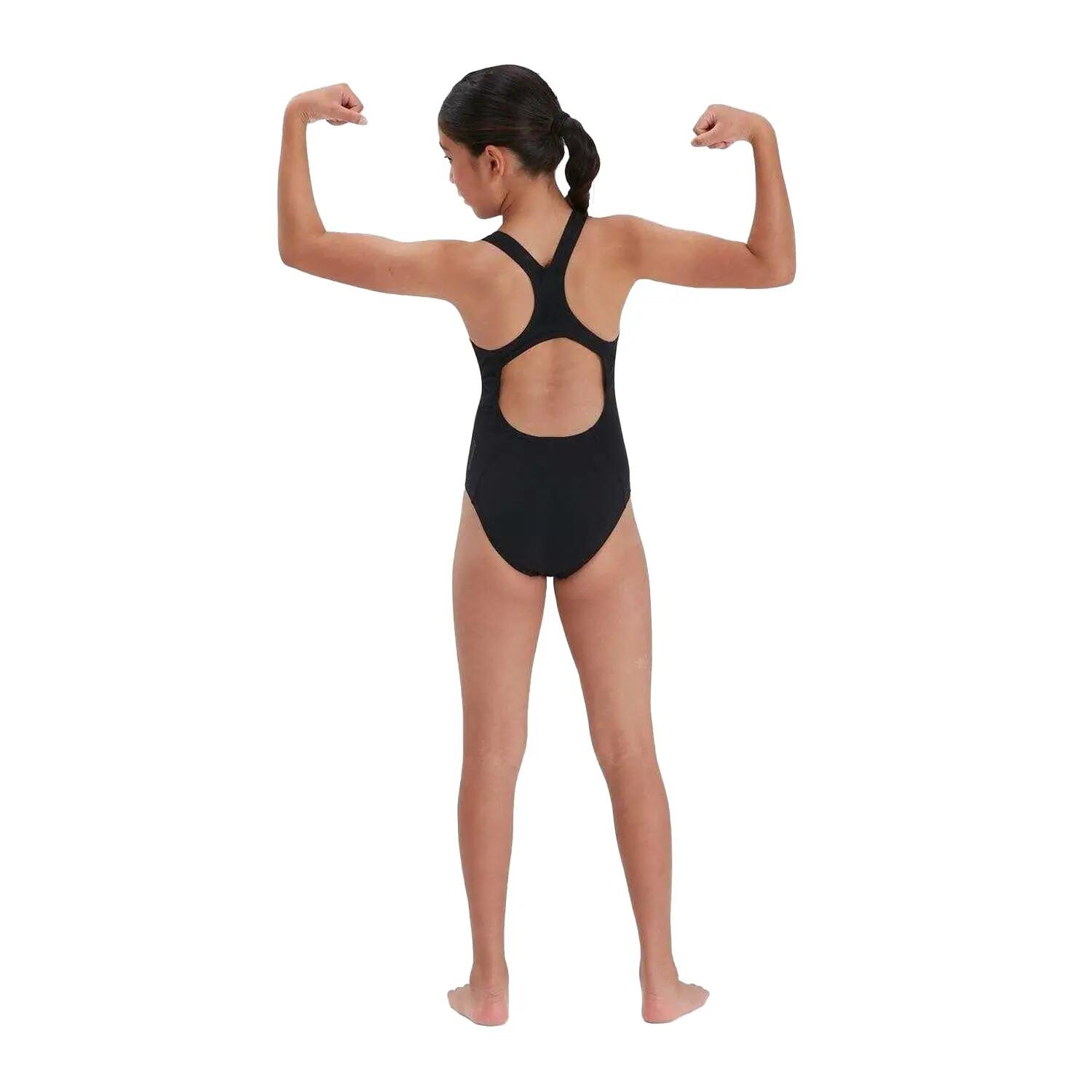 Maillot De Bain 1 Pièce Motif/style Logo ENDURANCE+ MEDALIST Fille (Noir) 3/4