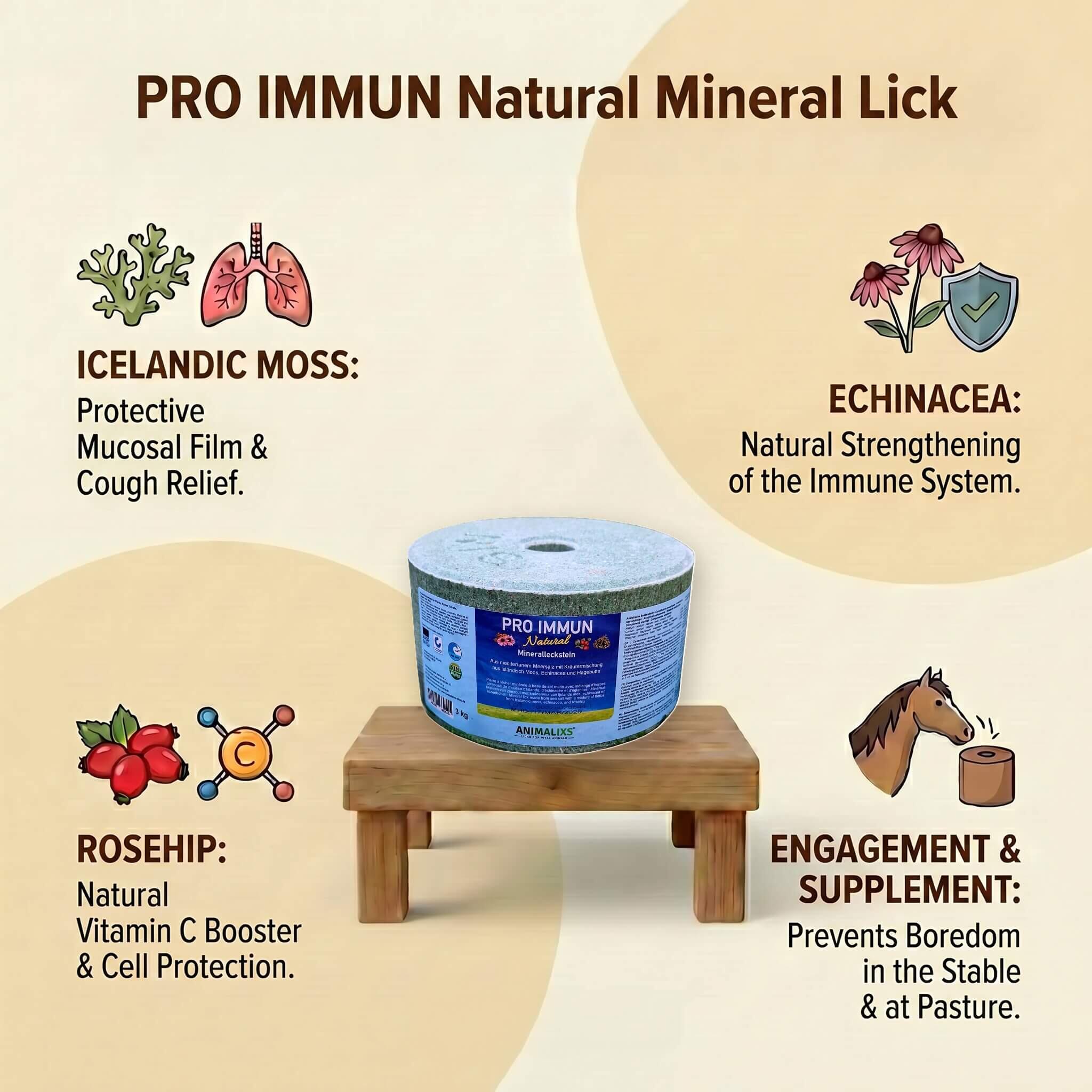 PRO IMMUN Natural Pierre à lécher minérale, set de 4x3kg 3/12