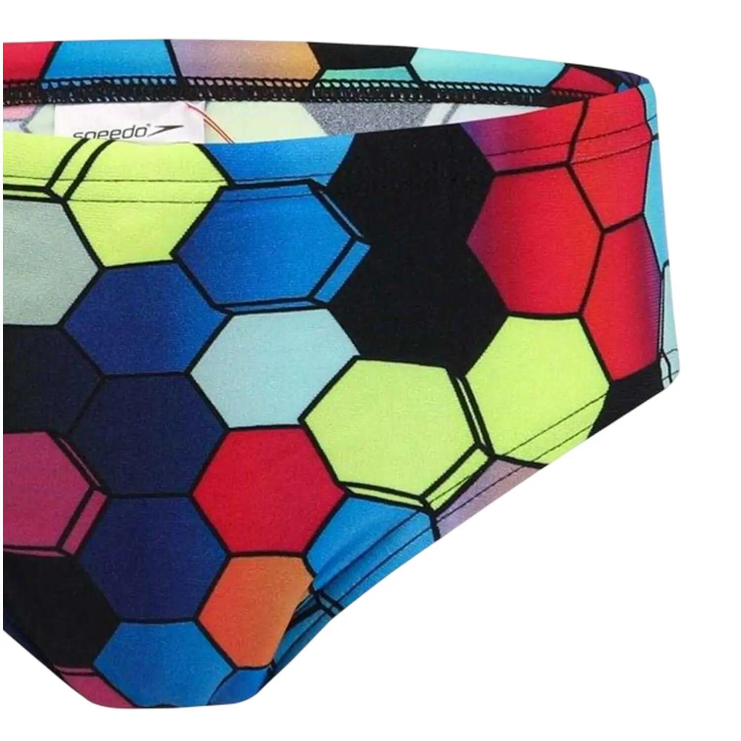 Mens Geometric Hexagon Full Coverage Swim Briefs (Multicoloured) 3/3
