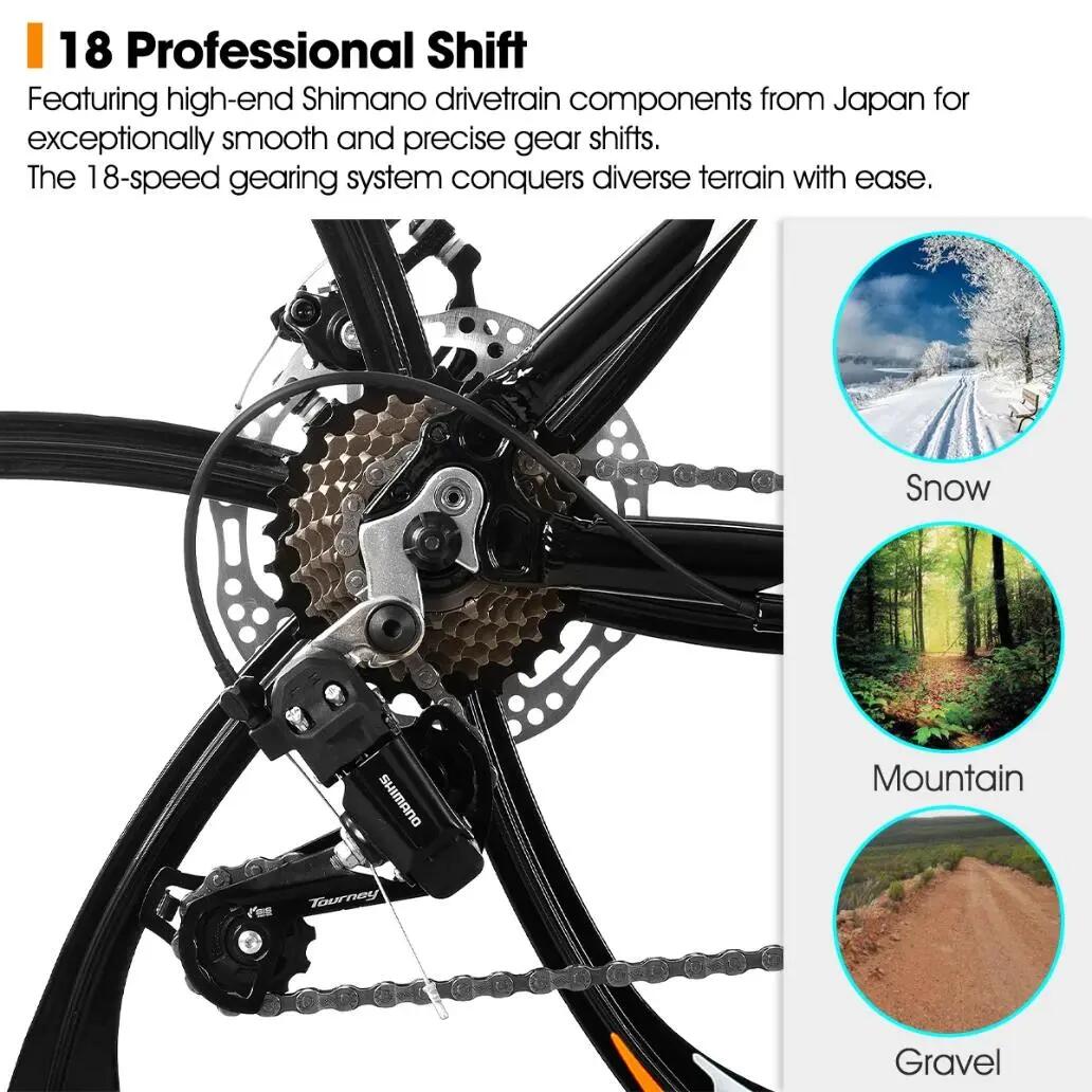 Femme Homme VTT 26 pouces 18 Vitesses Aluminium Roues 3/6 Branches 4/7