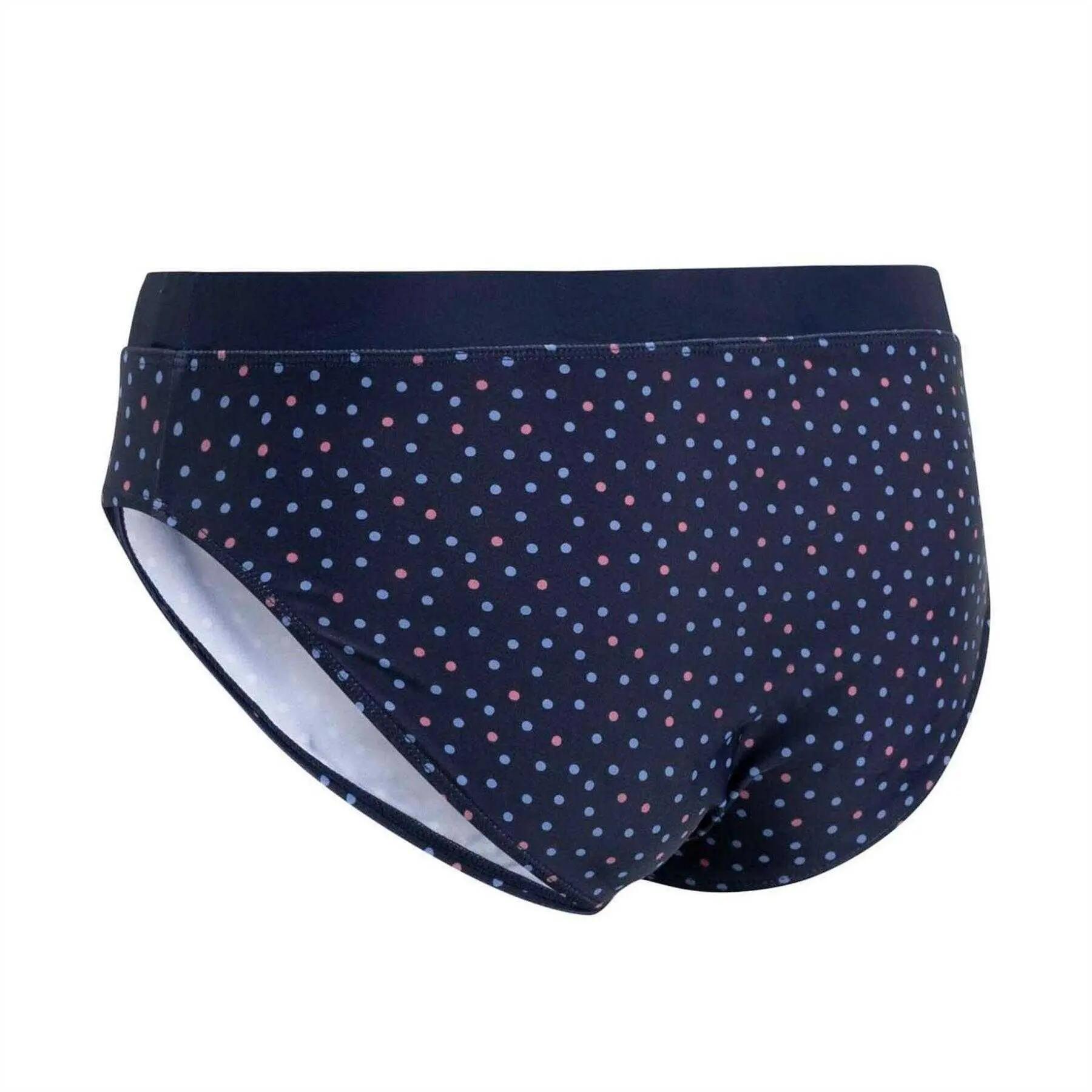 Womens/Ladies Polka Dot Swim Briefs (Navy) 3/4