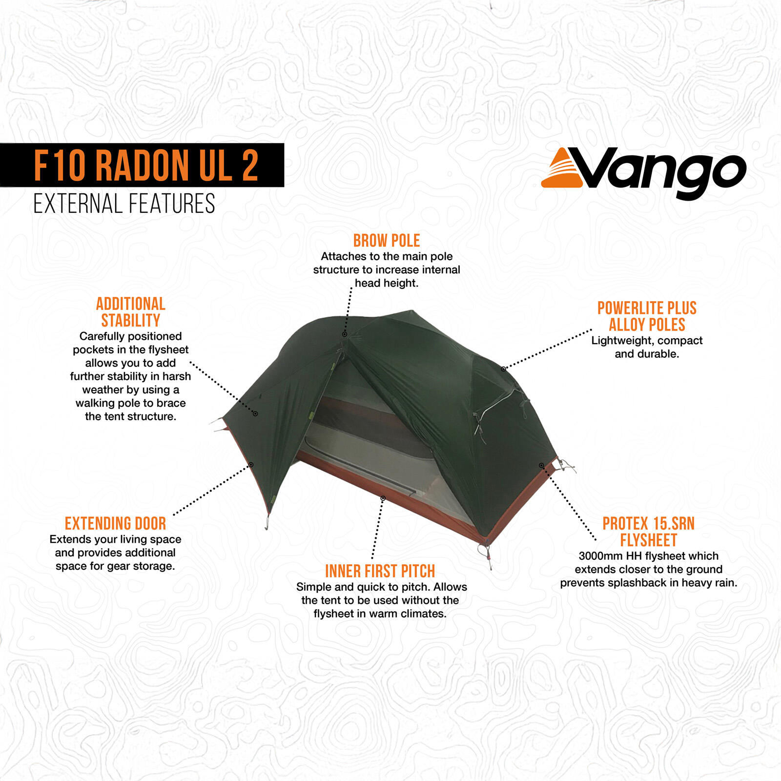Trekkingzelt Radon UL 2 Personen Camping Fahrrad Einmann Zelt Biwak 1,6 kg 5/7