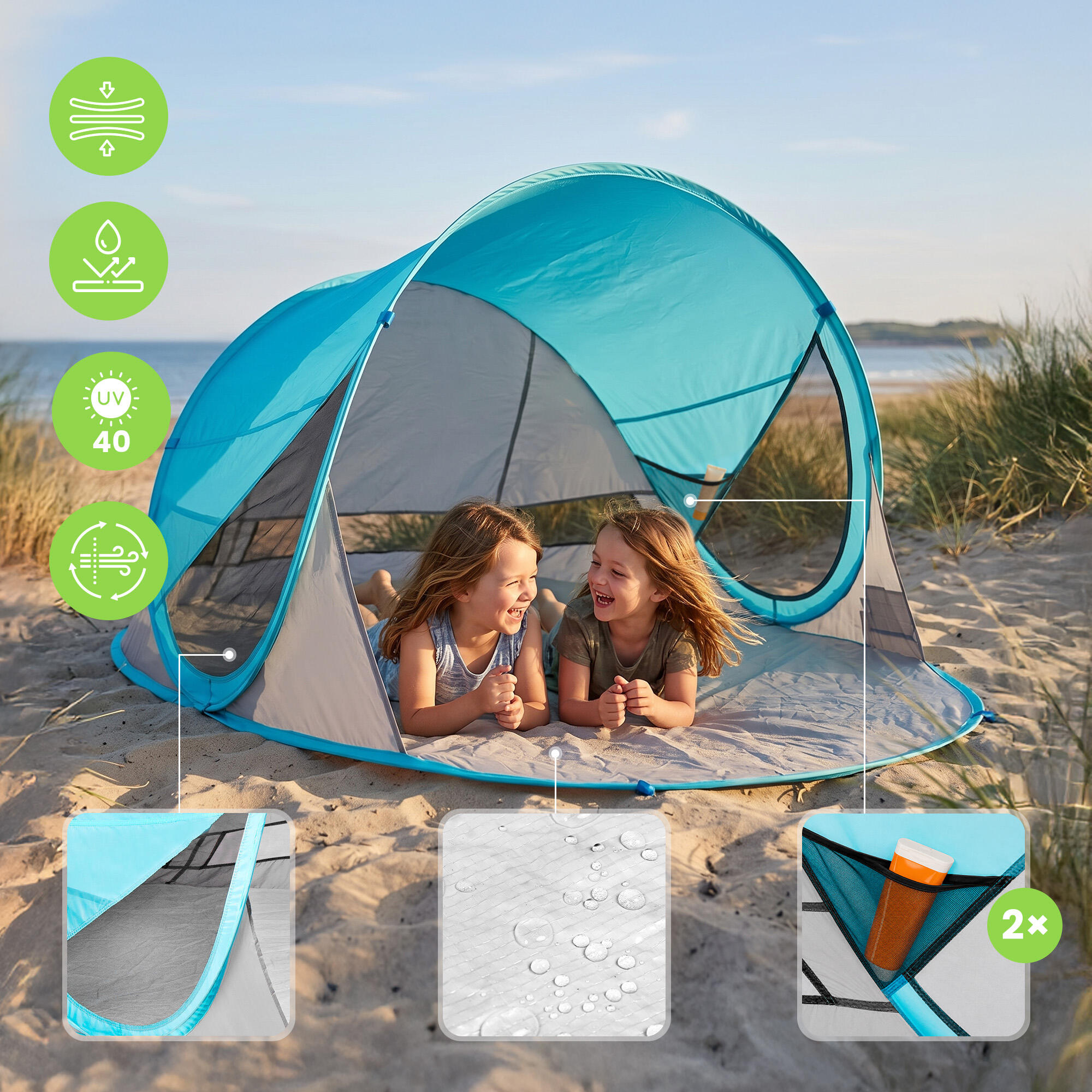 Stratus strandtent blauw 200x120 cm 6/14