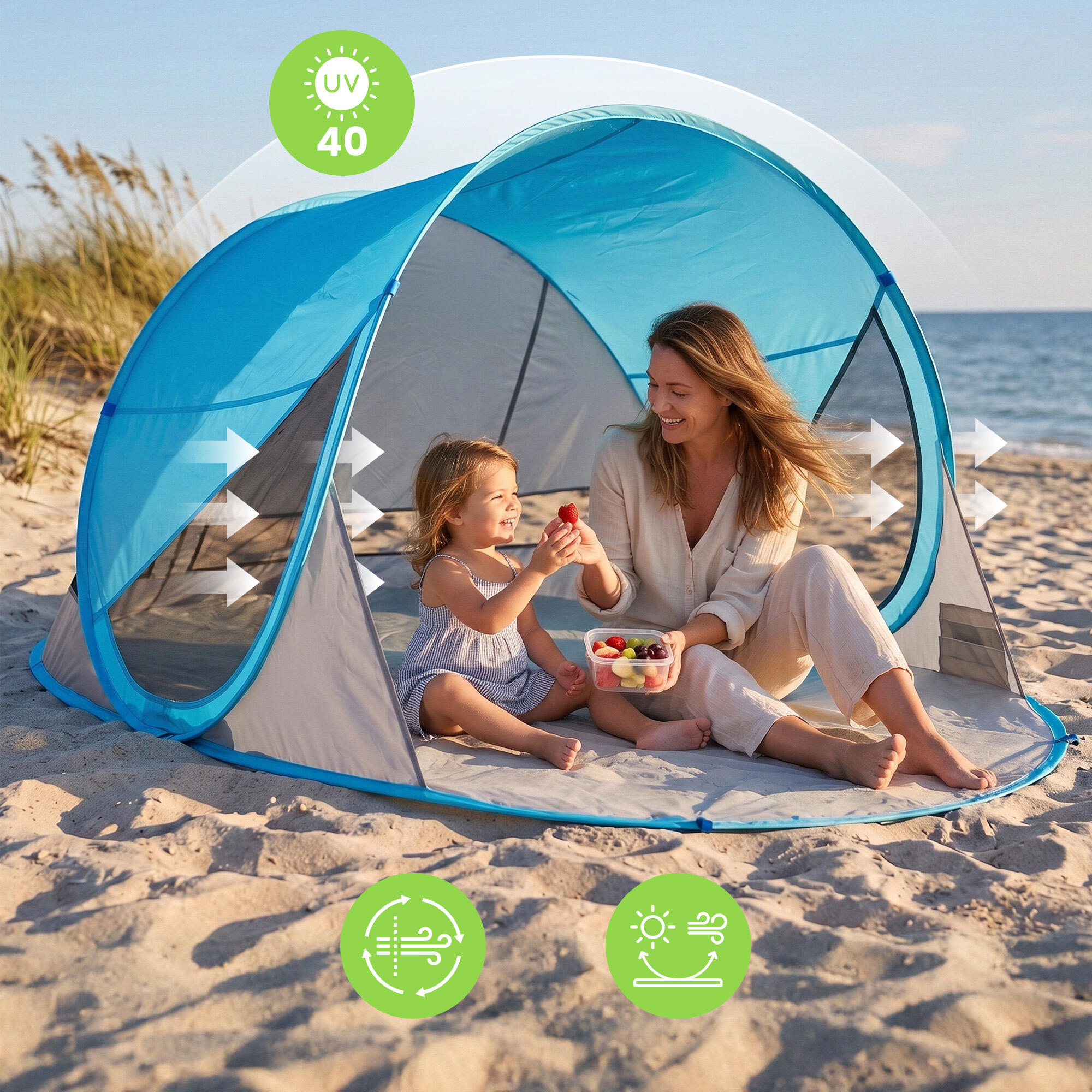 Stratus strandtent blauw 200x120 cm 4/14