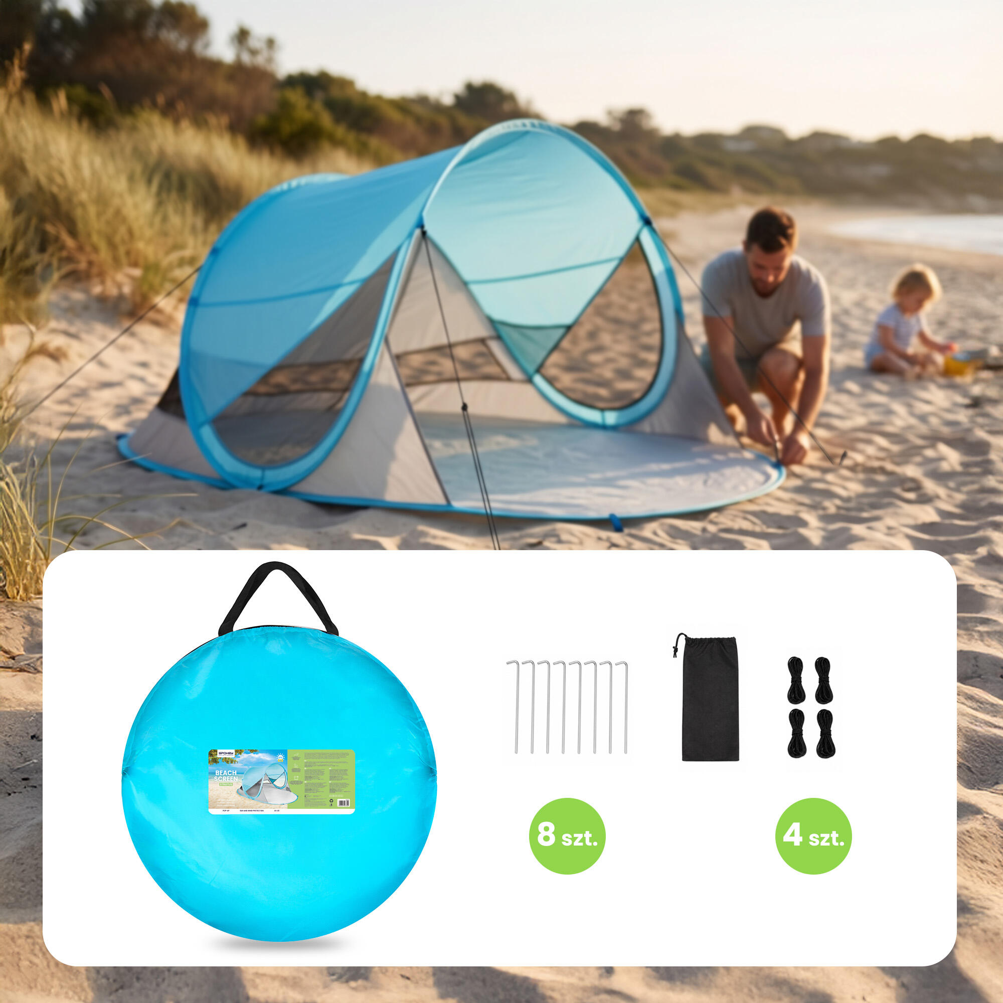 Stratus strandtent blauw 200x120 cm 2/14
