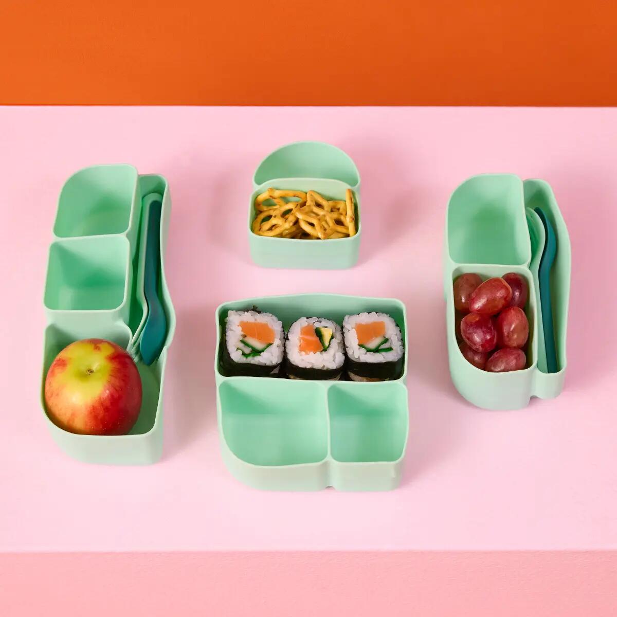 Silikonový bento organizér do středního boxu - zelený 6/7