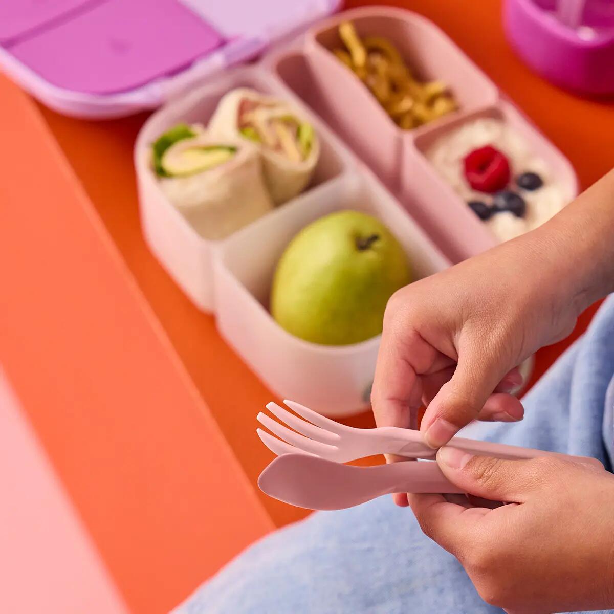 Silikonový bento organizér do středního boxu - růžový 2/6