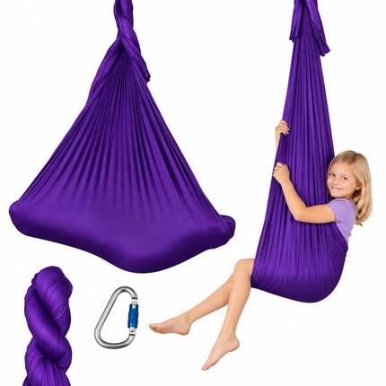 Hamac aerial yoga 5m, prêt à monter avec 2 mousquetons