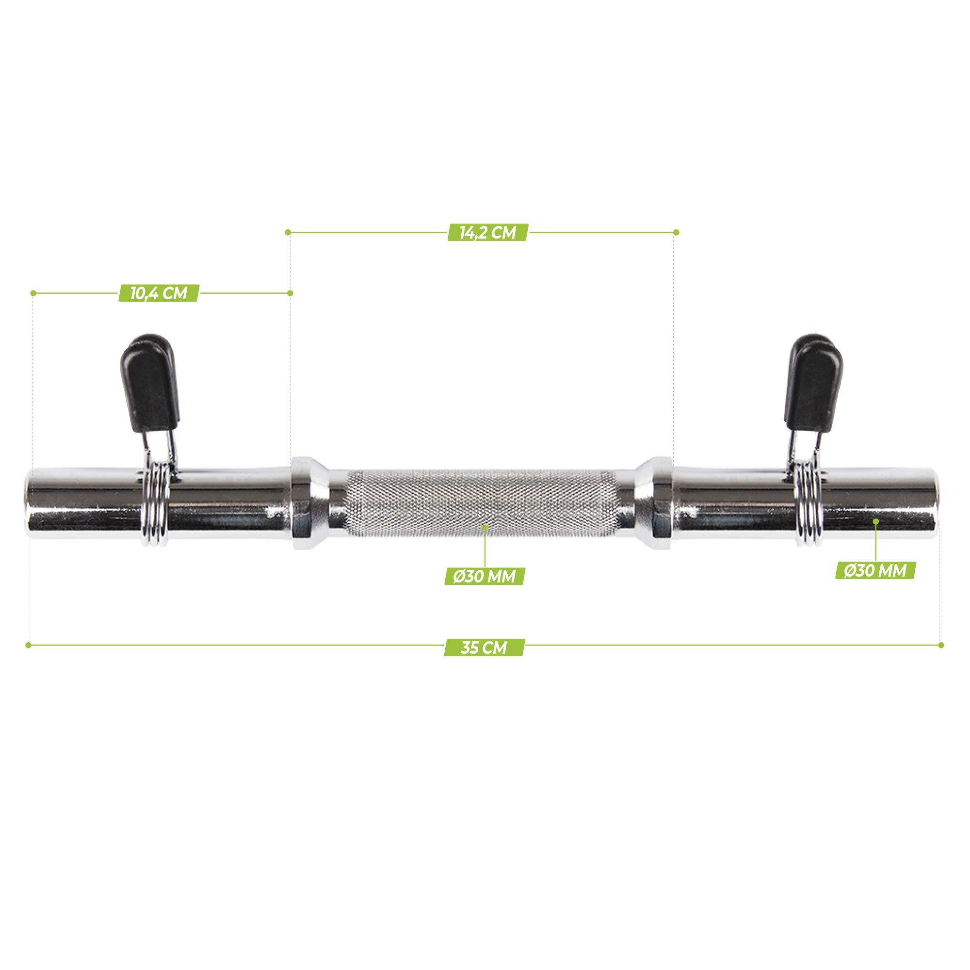 Dumbbellstang - Halterstang met Veerclipsluiting - 30 mm - 35 cm 2/3