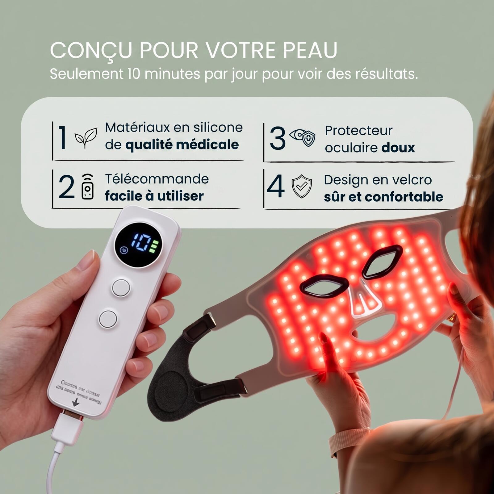 Redinn Mask WELLBEINN – Rotlichtmaske mit 660 nm und 850 nm 6/7