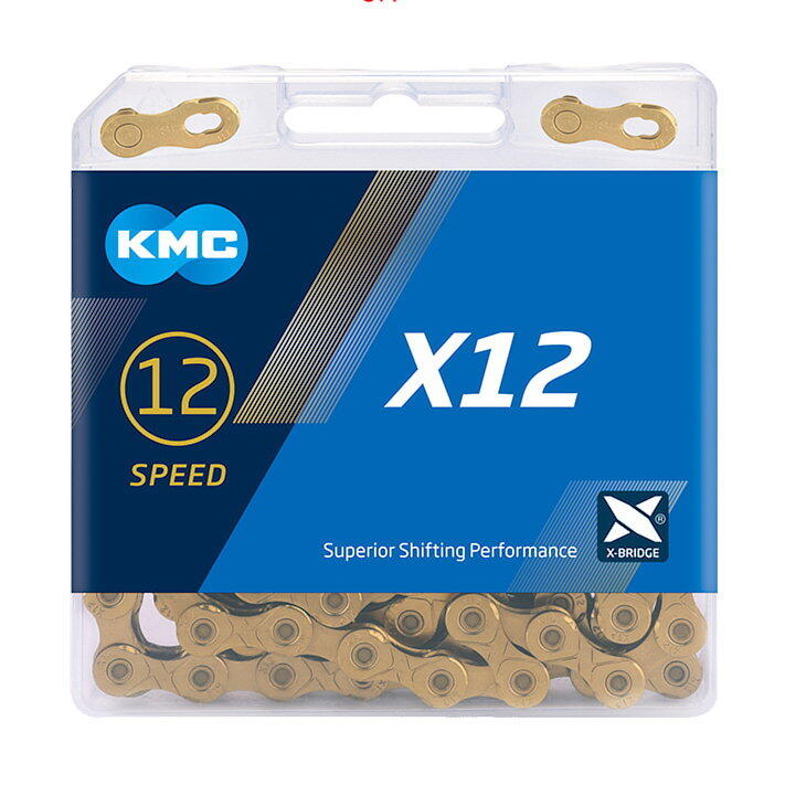 KMC Fahrrad Kette X12 Ti-N 12-fach gold 126 Glieder, 1/2" x 11/128" 7/7