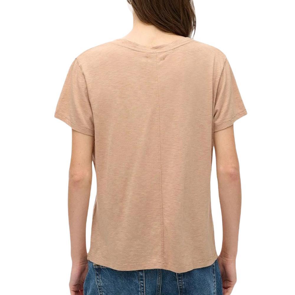 T-shirt met V-hals geborduurd in slub. 3/3