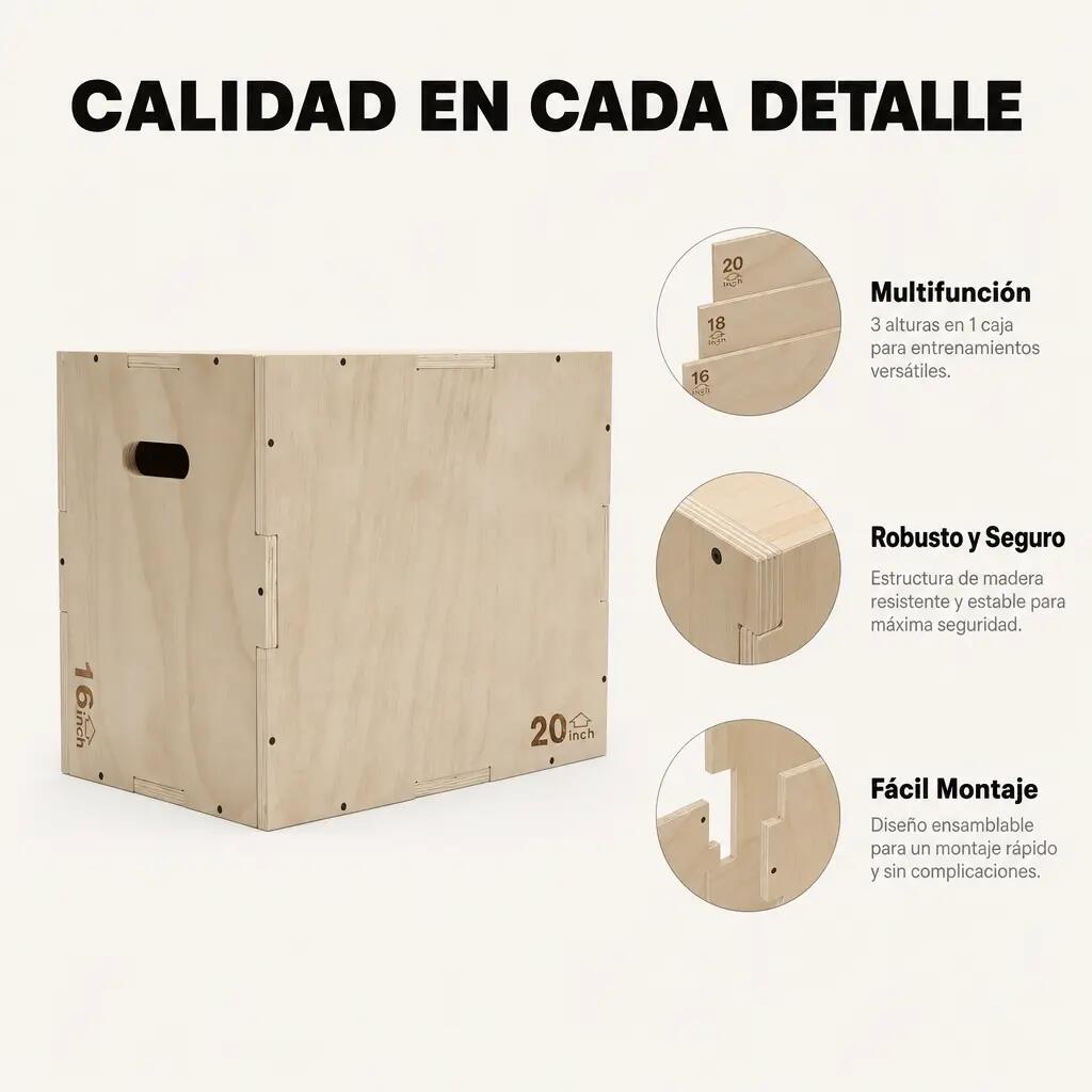 Holz-Plyometriekasten mit drei Höhen 5/7