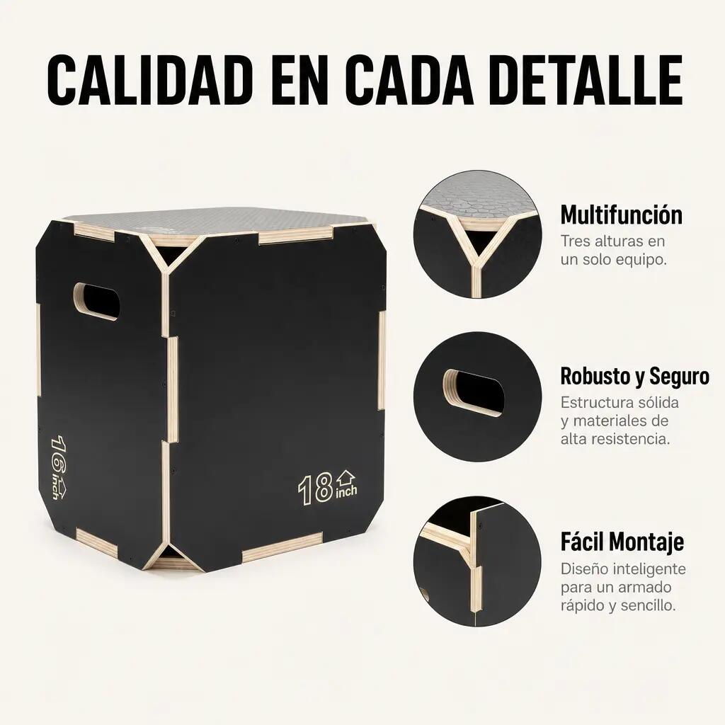 Cajón Pliométrico Antideslizante 16/18 Pulgadas 5/7