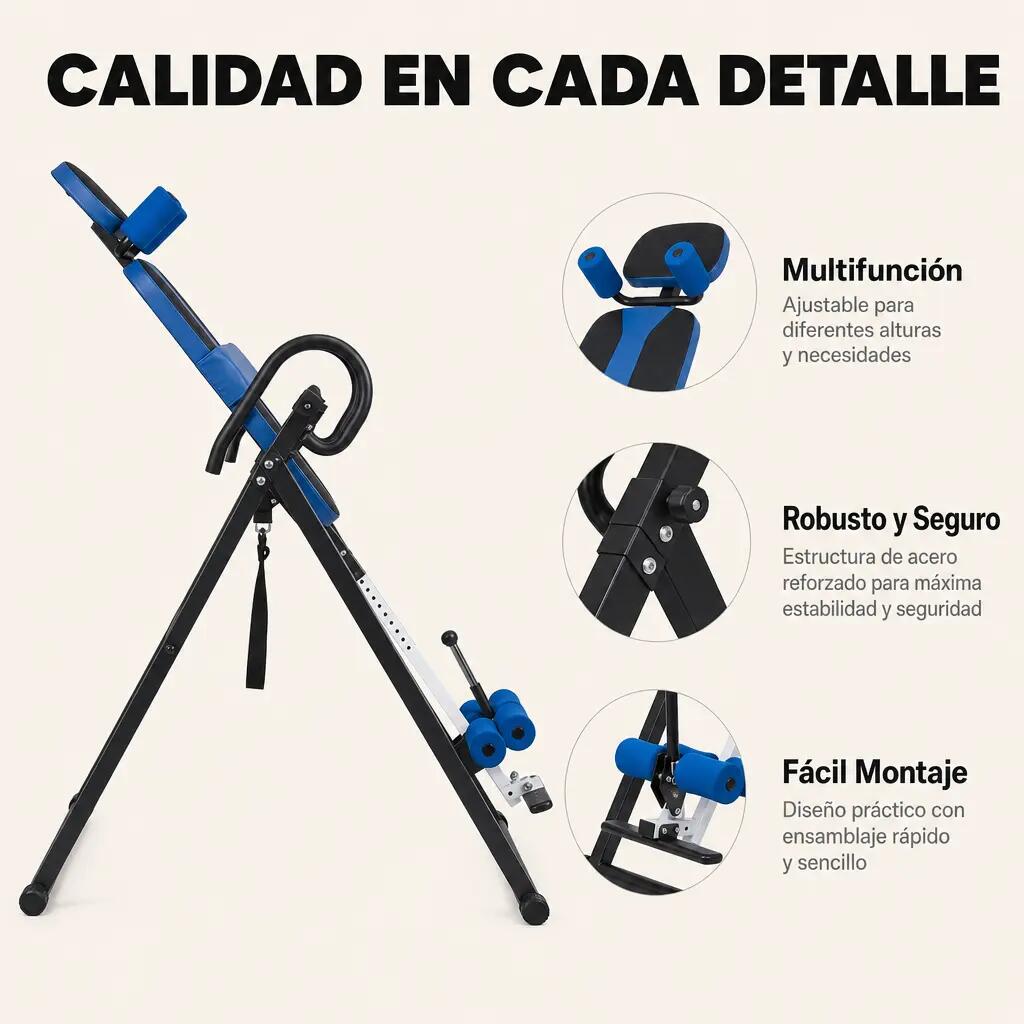 Prancha de Inversão Dobrável com Inclinação Ajustável e Encosto Ergonómico 5/7