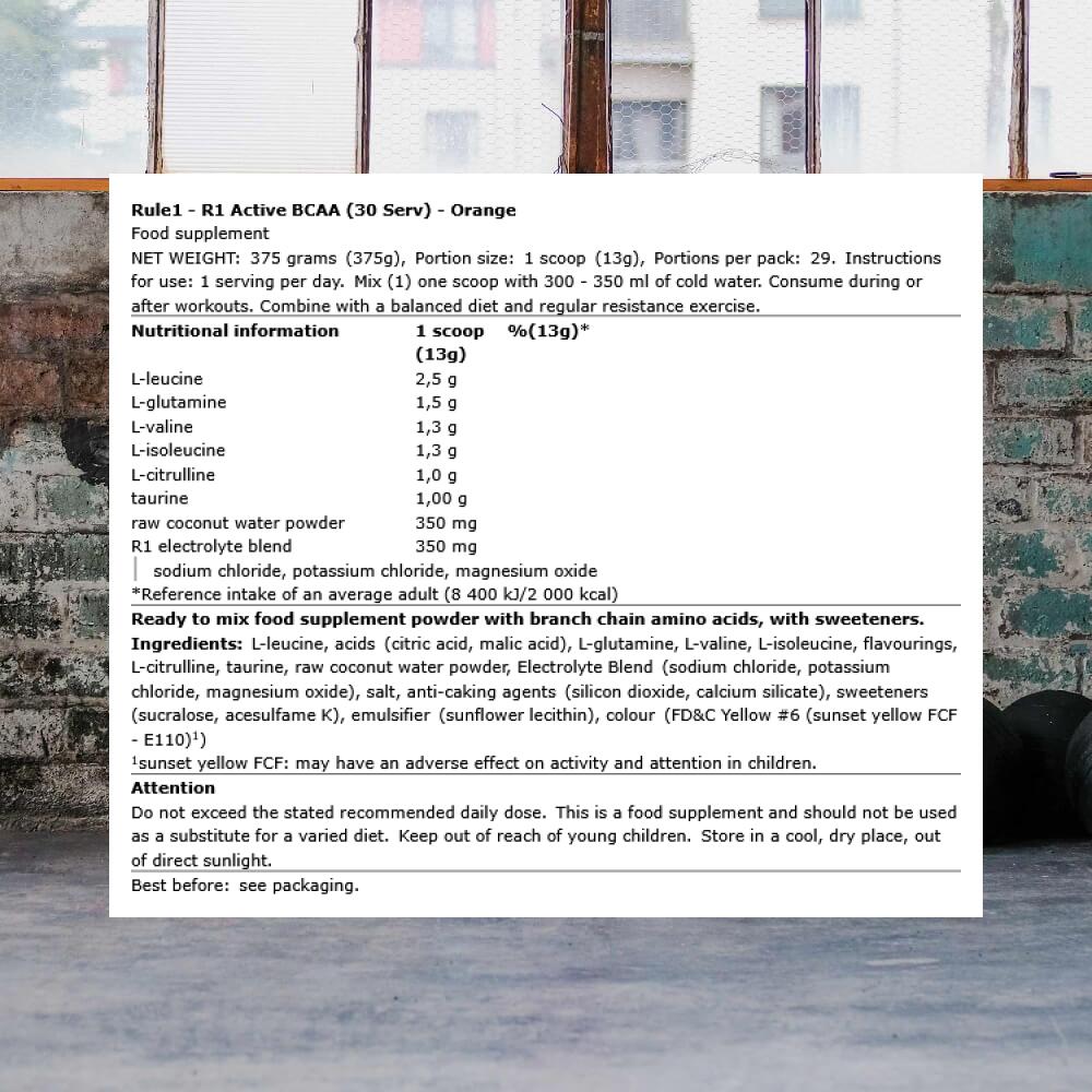 Rule1 R1 Active BCAA (30 Serv) Orange - Acides aminés - BCAA 3/3