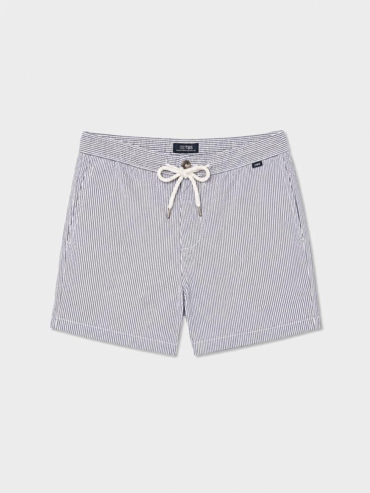 Bermuda - Sport - Homme - Ceinture élastiquée, rayé - CLEMIBER - Bleu marine 2/5