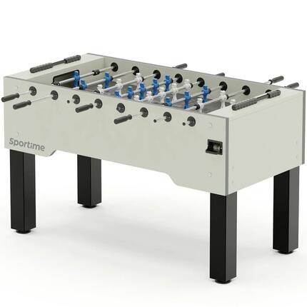 Tischkicker Match Blue Guardian vs. White Dragon Weiß Spielfeld Grau