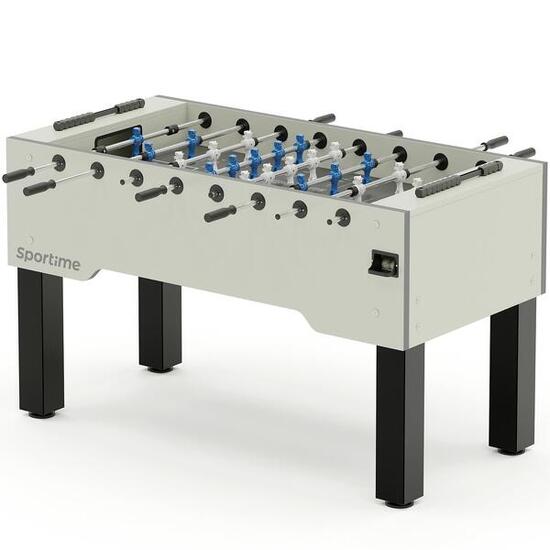 Tischkicker Match Blue Guardian vs. White Dragon Weiß Spielfeld Grau