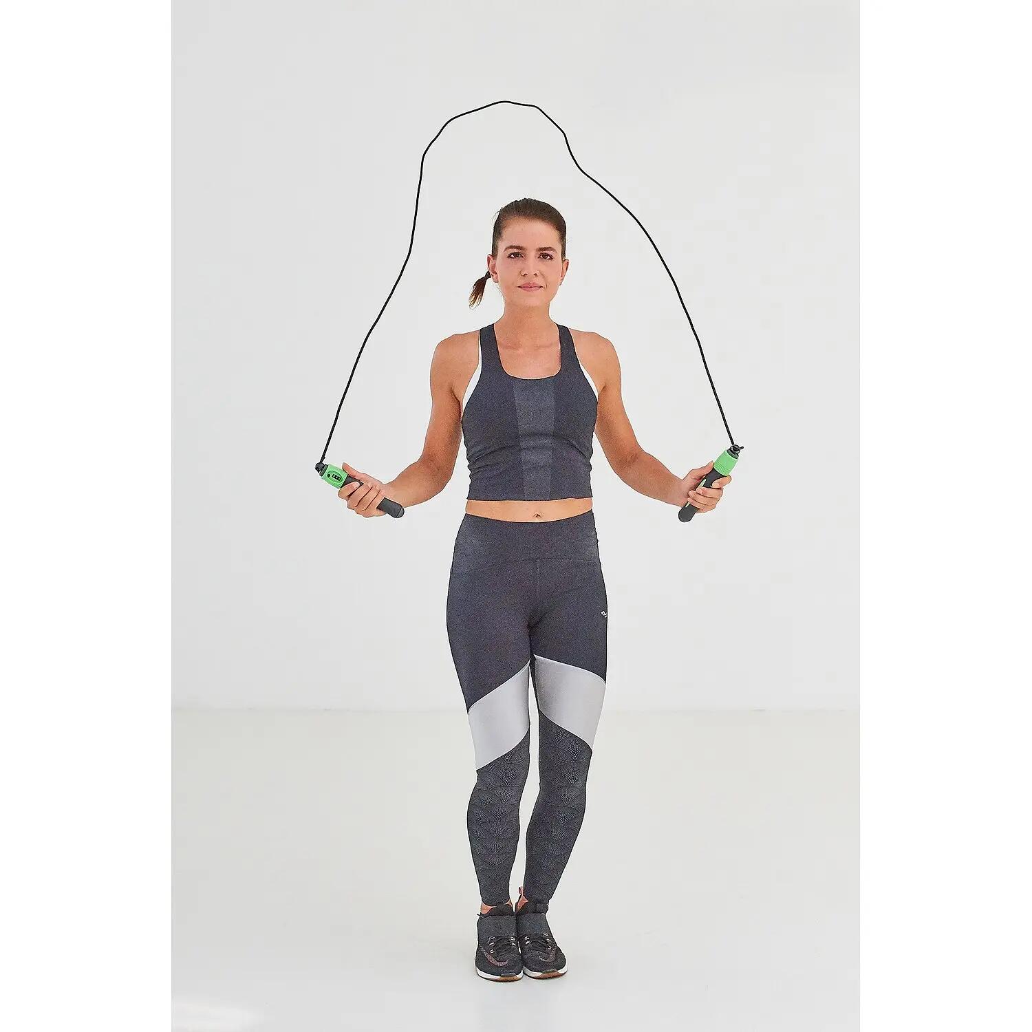 Springseil mit Zählfunktion Fitnesstraining Unisex Schwarz-Grüne Griffe 4/6