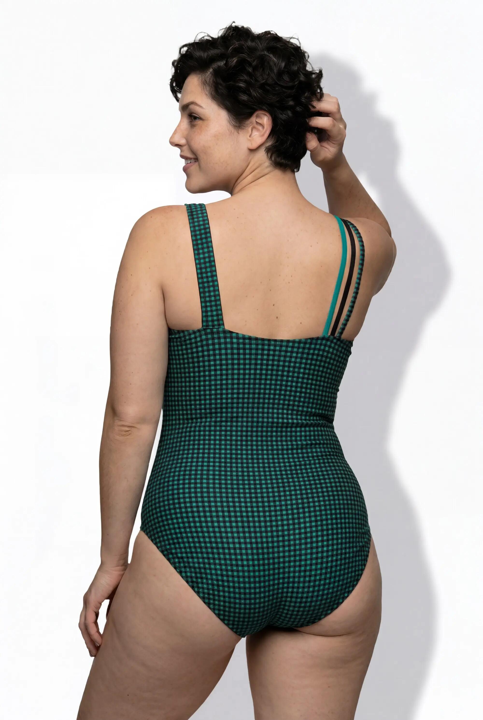 Femme Maillot de bain avec bonnets souples tissu texturé à carreaux 8/13