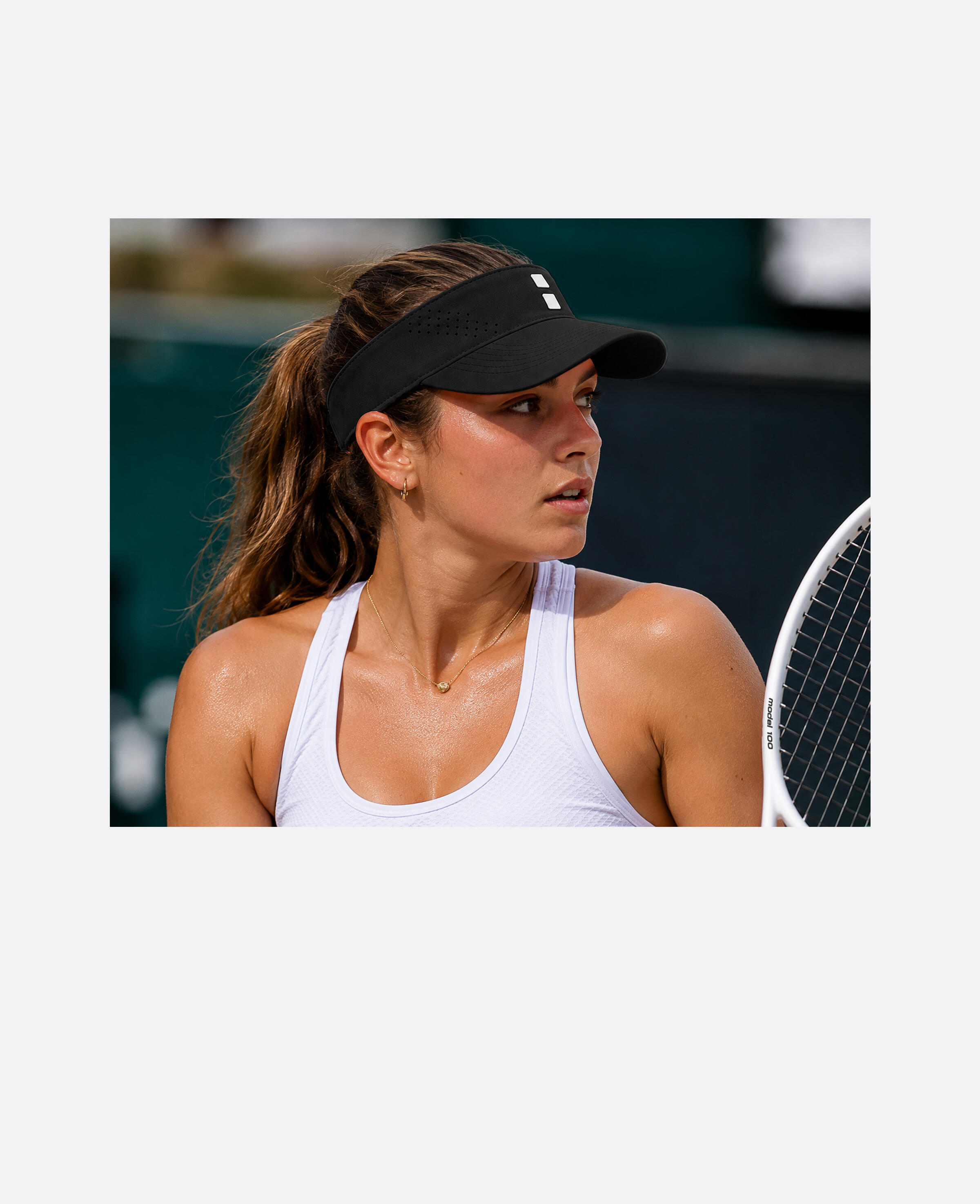 Dames zonneklep Tennis/Padel “Play” Zwart 2/2
