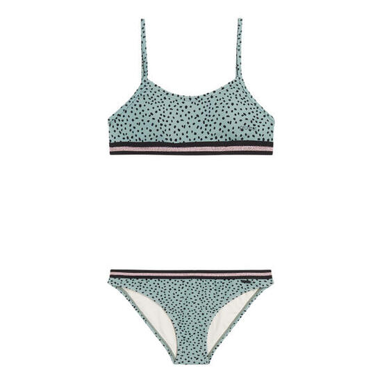 Bikini - Natation - Filles - Dos nu, Imprimé panthère, Vert