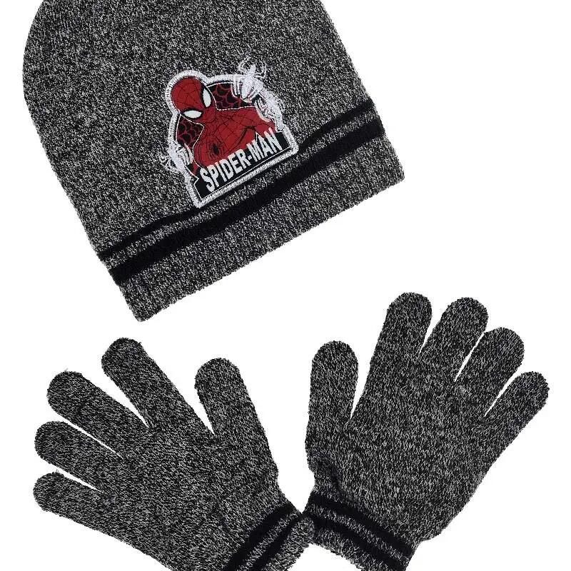 Spiderman Hat and Gloves Set Grey