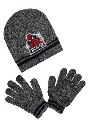 Ensemble chapeau et gants Spiderman gris