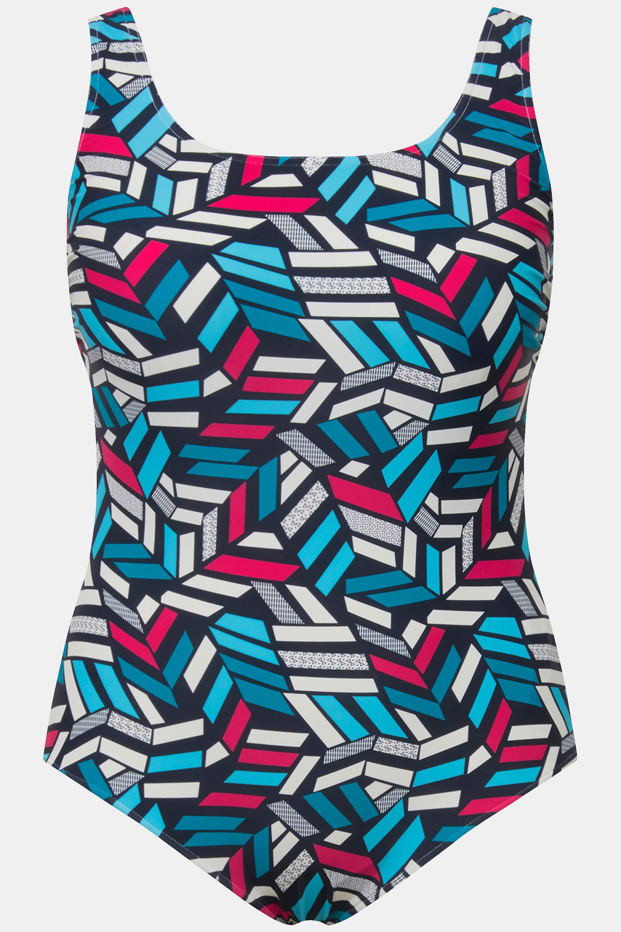 Femme Maillot de bain à décolleté rond et imprimé graphique. 5/6