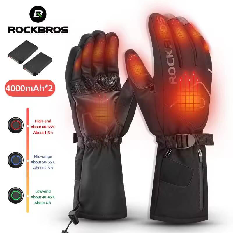 Podgrzewane rękawice rowerowe, motocyklowe elektryczne ROCKBROS 4000mAh 7/7