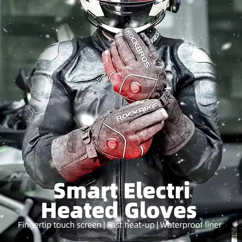 Podgrzewane rękawice rowerowe, motocyklowe elektryczne ROCKBROS 4000mAh 4/7