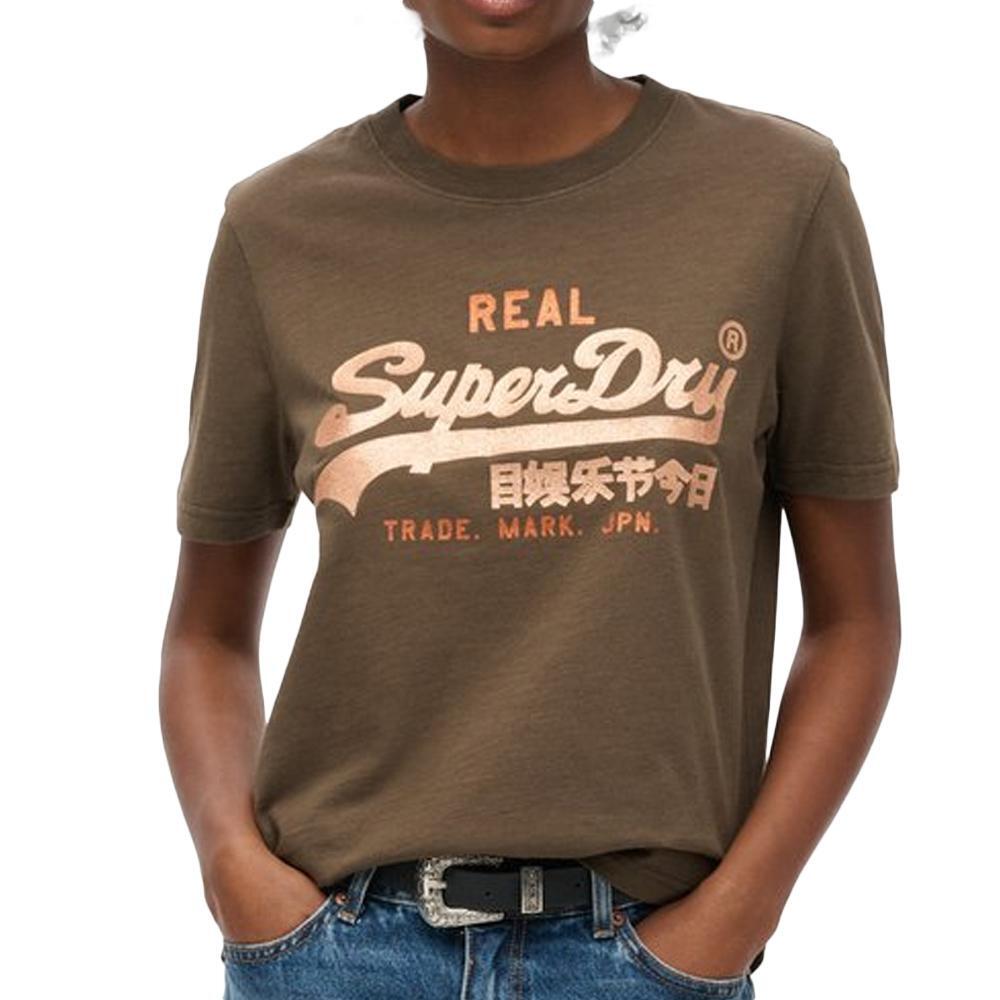 Superdry Damen T-Shirt bestickt Braun 1/3