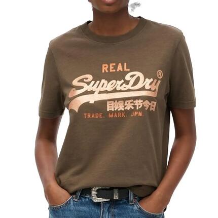Superdry Damen T-Shirt bestickt Braun