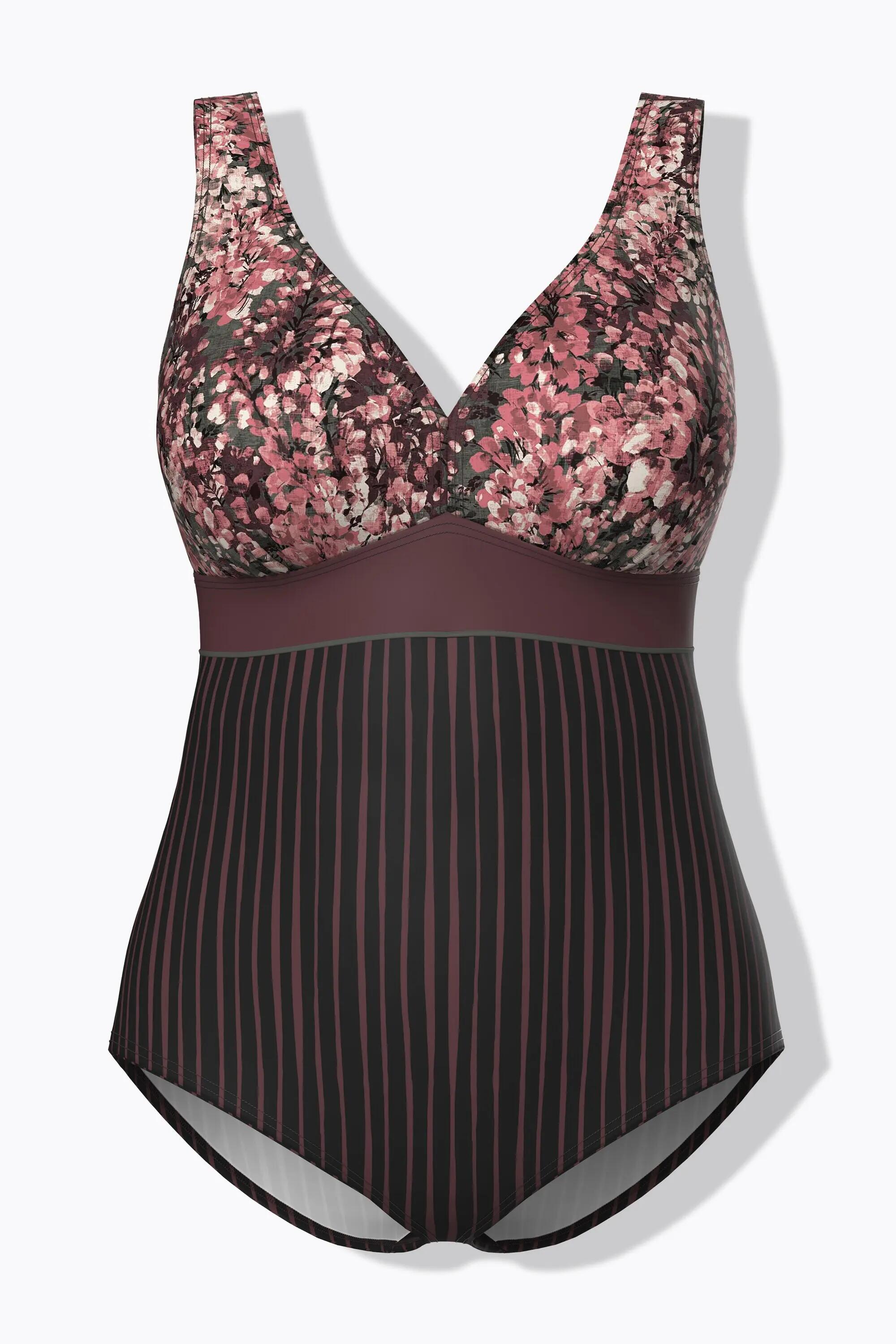 Damen Badeanzug Zierband/Streifen Softcups recycelt 13/13