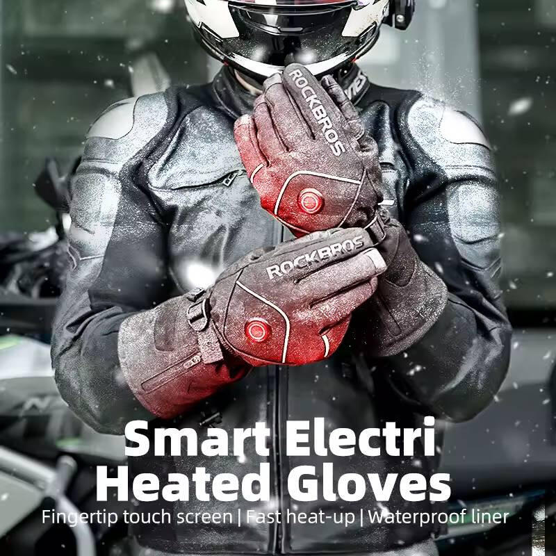Podgrzewane rękawice rowerowe, motocyklowe elektryczne ROCKBROS 4000mAh 4/7