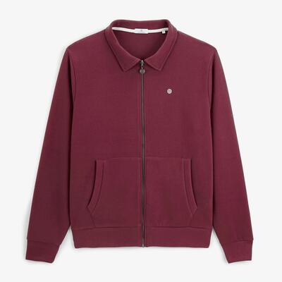 Sweatshirt met ritssluiting, french rib en overhemdkraag