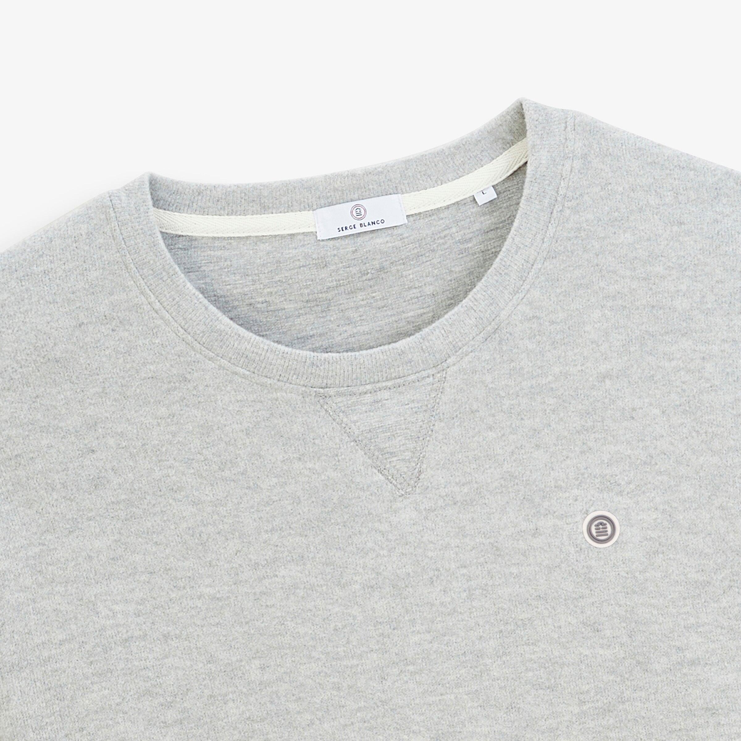 Sweat col rond French Rib gris chiné 3/4