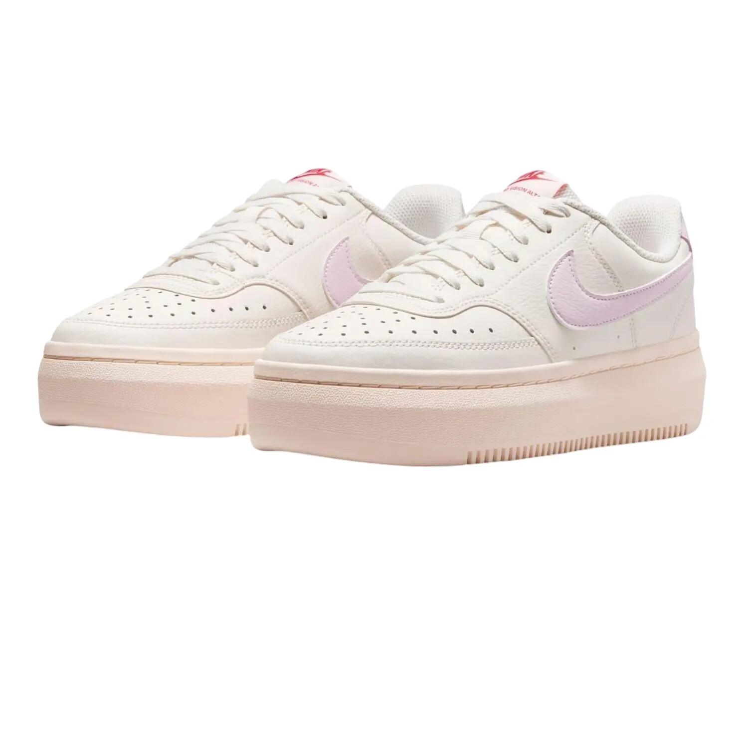 Baskets Motif/style Swoosh COURT VISION Femme (Blanc / Rose) 4/4