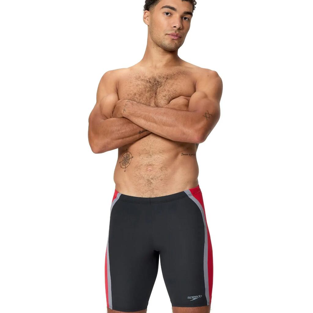 Speedo Solid Splice Swim Jammer - Black/Red