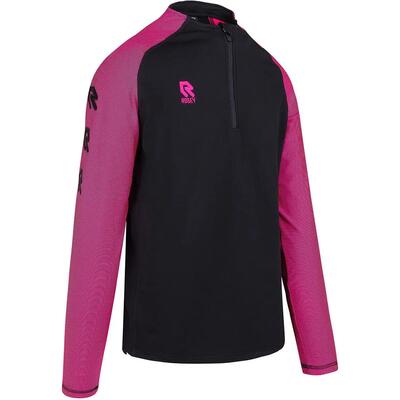 Top - voetbal - heren - ziptop performance, fitted, korte rits - zwart/geel