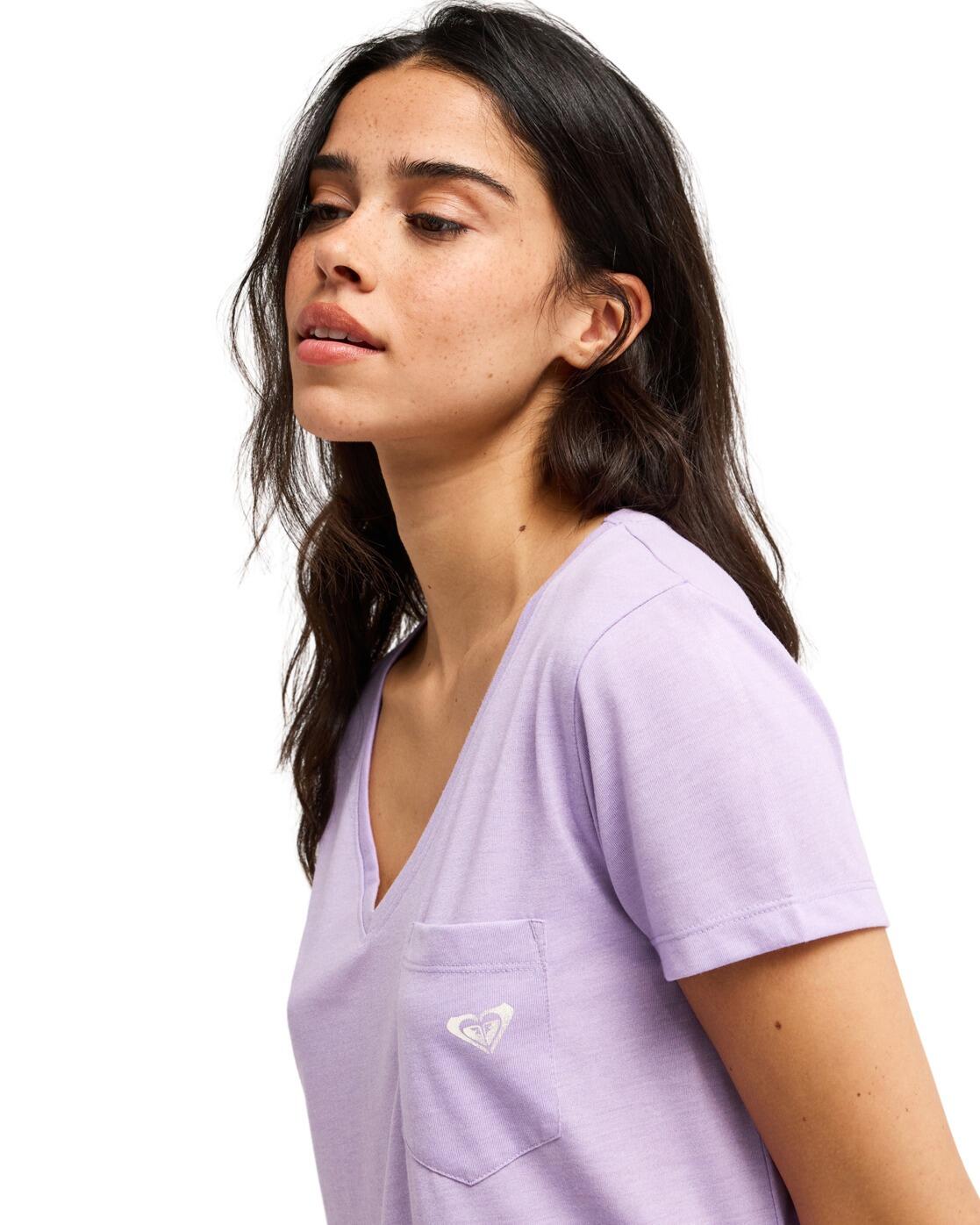 T-Shirt manches courtes LAGUNA GREEN V NECK Violet Femme 4/4
